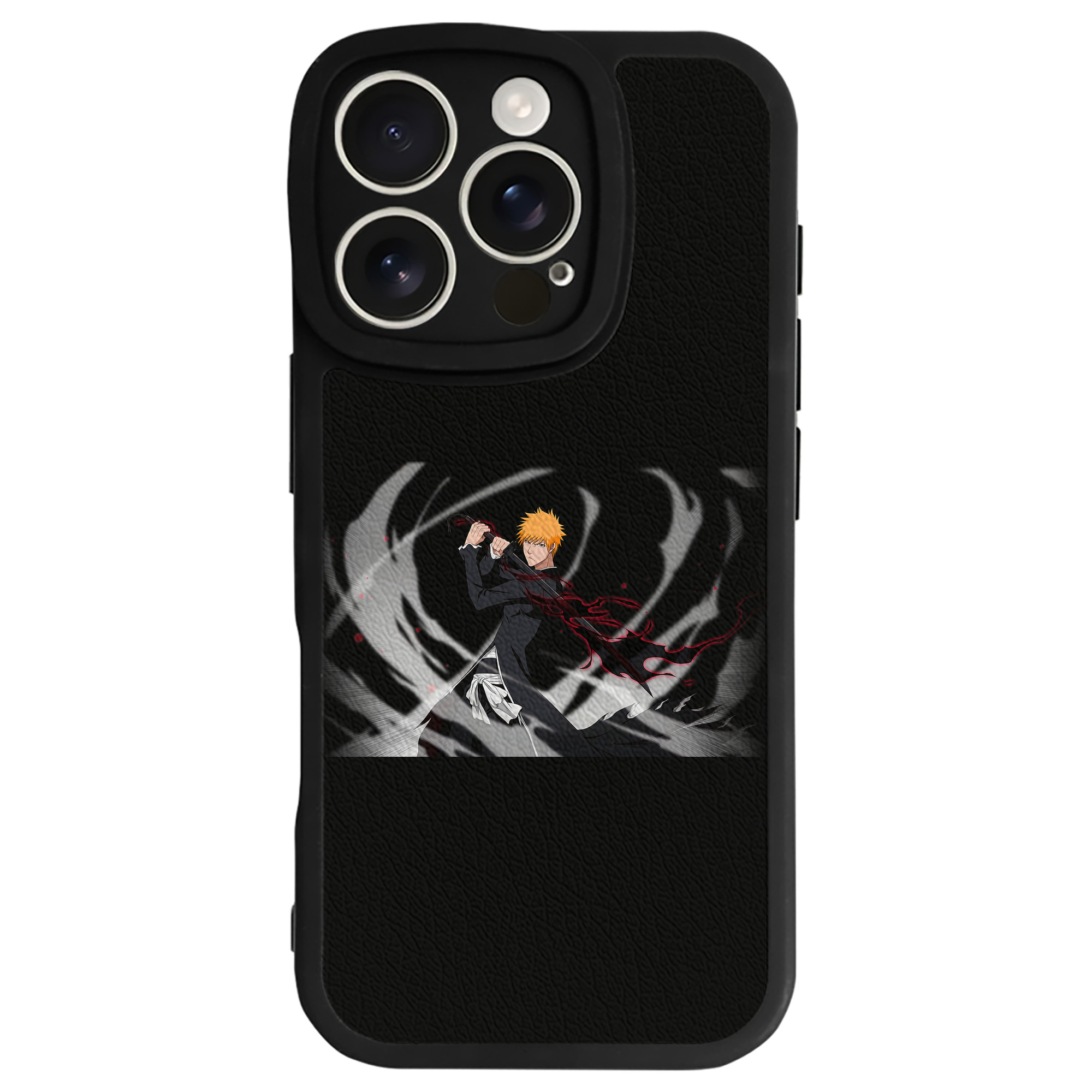 ブリーチ 黒崎一護（くろさき いちご）BLEACH Kurosaki Ichigo 【iPhone 16シリーズ対応】シリコンスマホケース（レザー調） 材質：シリコン